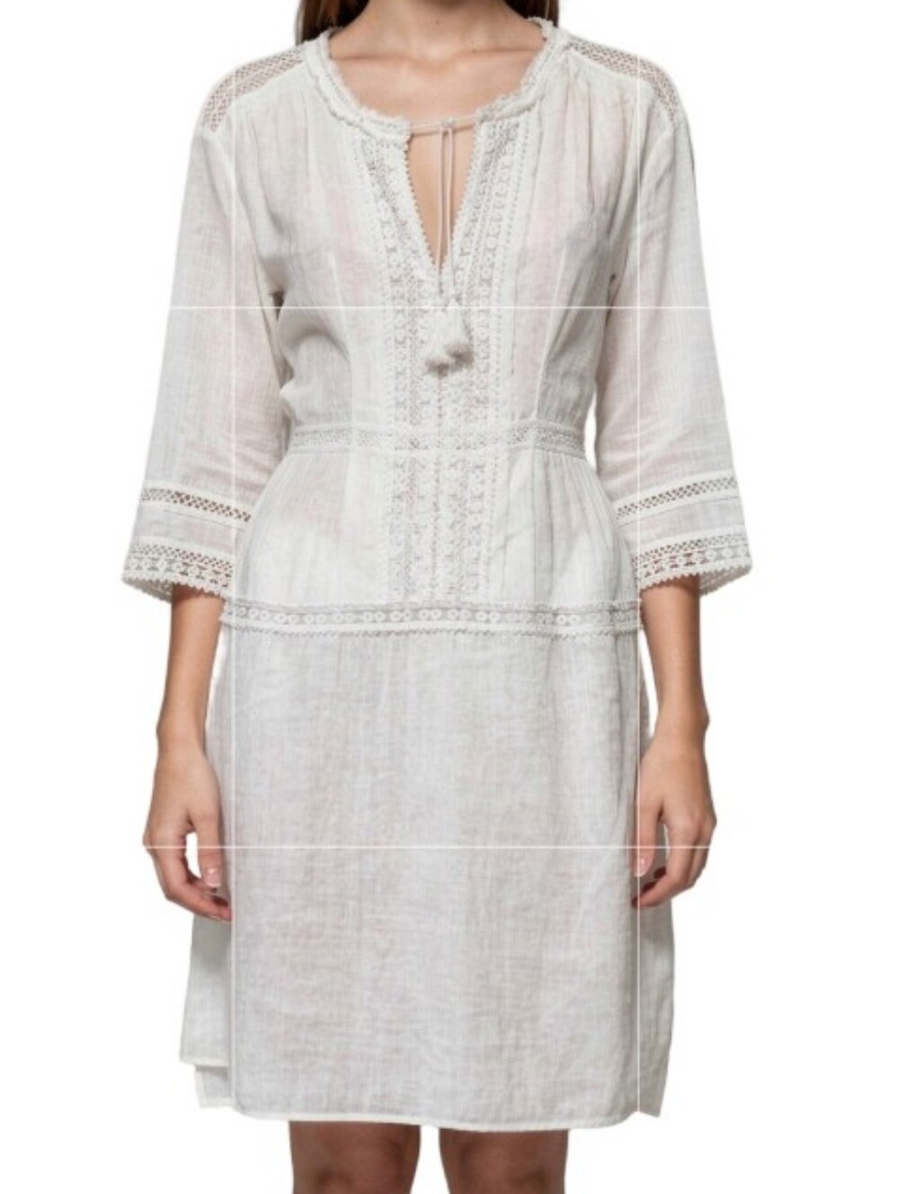 REBECCA TAYLOR NWT White Cotton Gauze Boho Lace Mini Dress Size 6 Retail $425